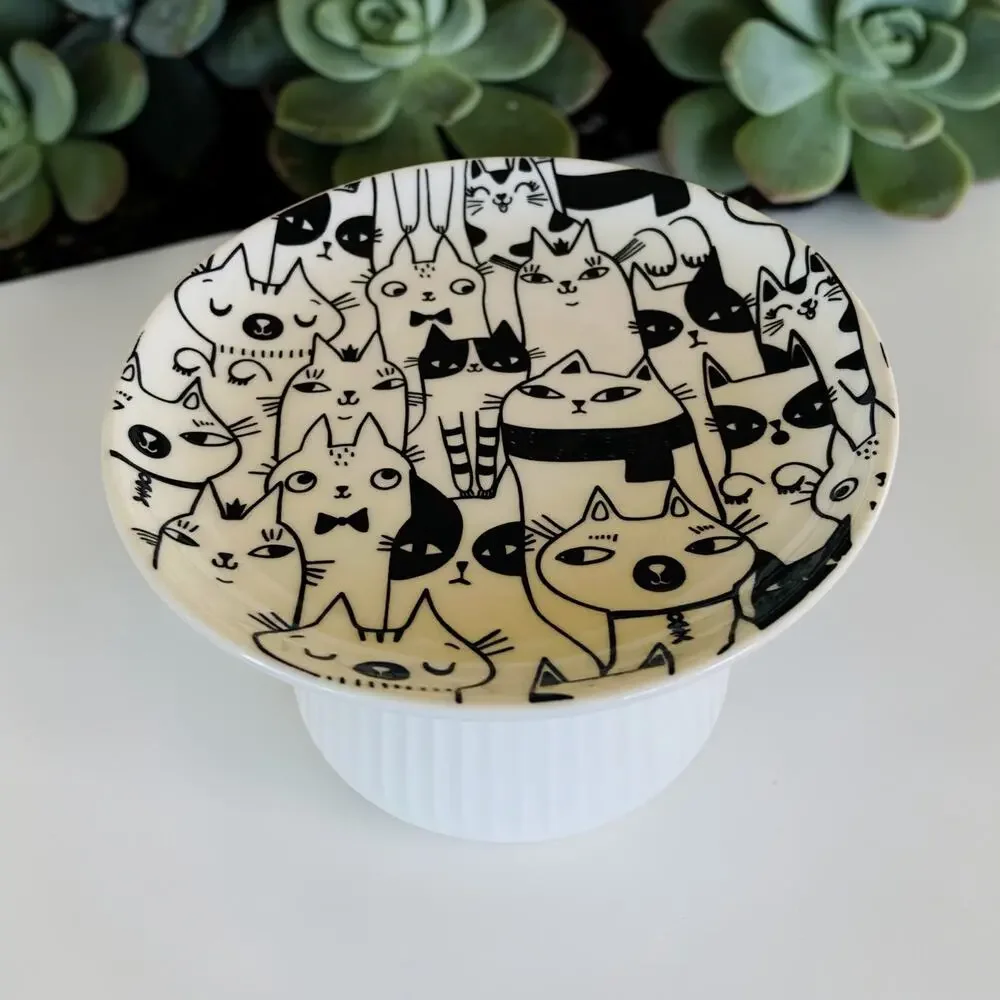 NEW Whisker Friendly Black & White Multi Cats Elevated Raised Cat Food Bowl Dish